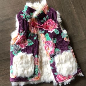 Matilda Jane reversible fur and floral vest